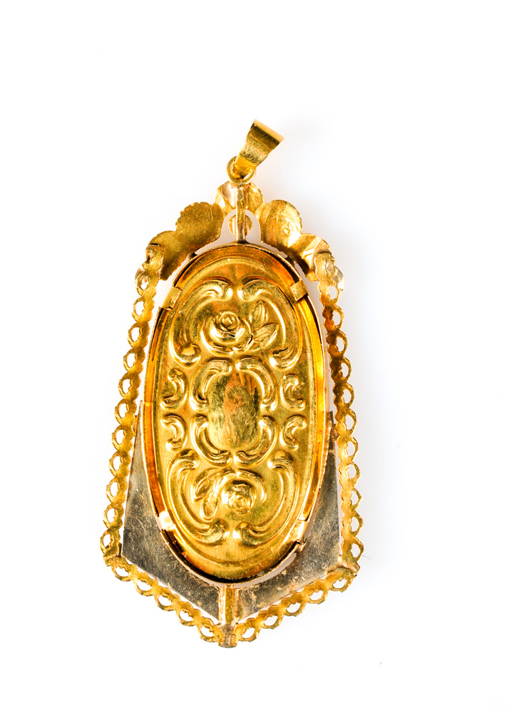 18K Yellow and White Gold Religious Pendant