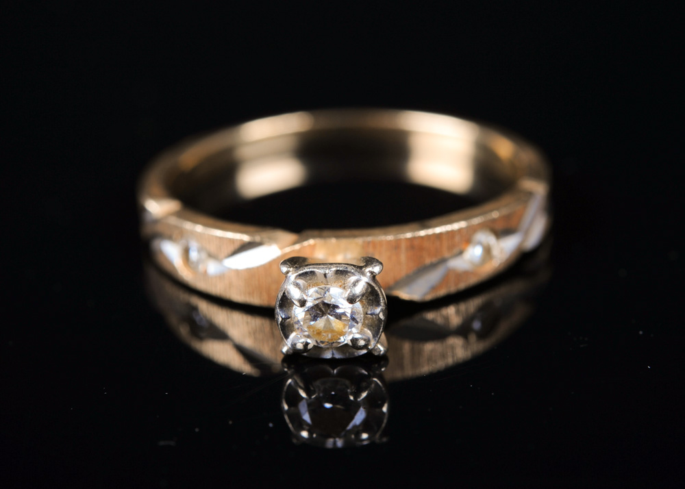 14K Gold and Diamond Wedding Ring Trio