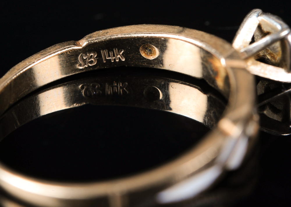 14K Gold and Diamond Wedding Ring Trio