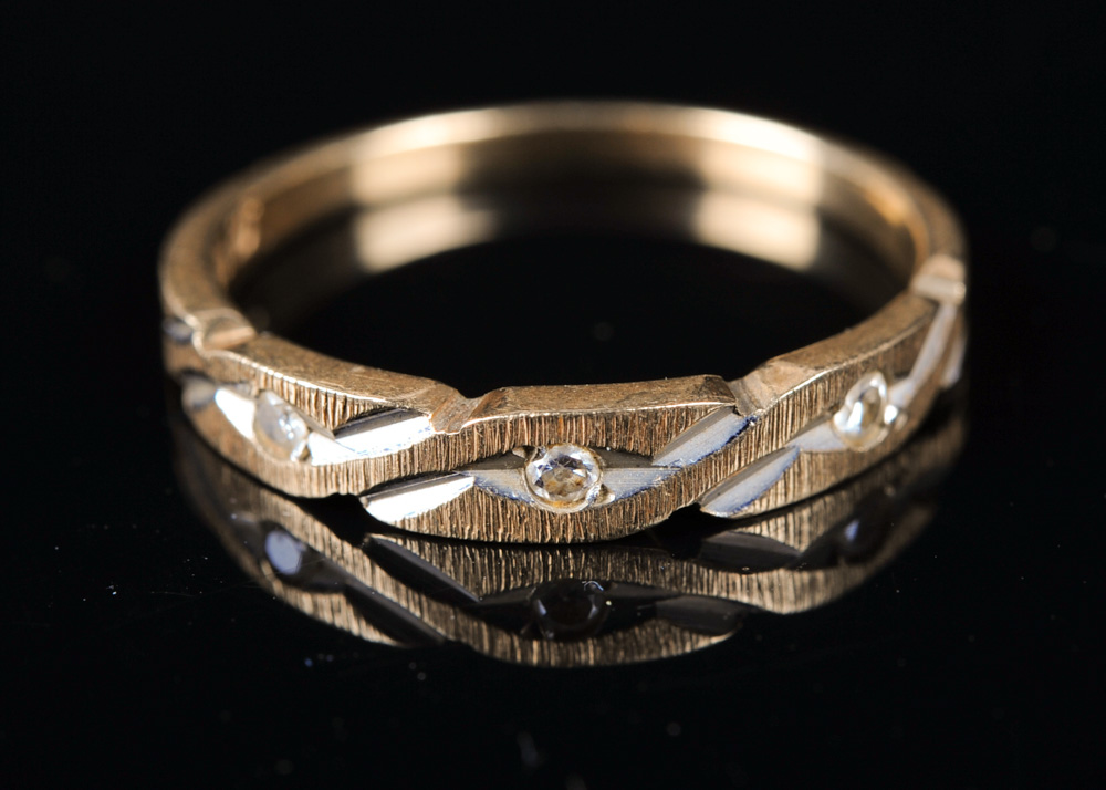 14K Gold and Diamond Wedding Ring Trio