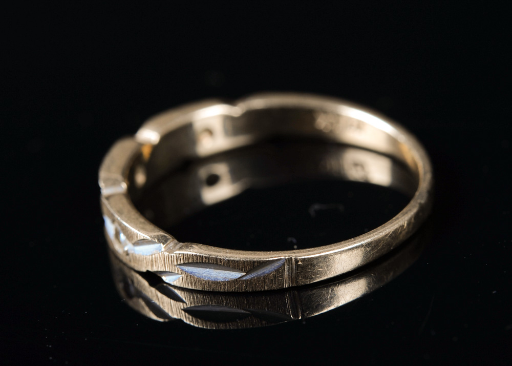 14K Gold and Diamond Wedding Ring Trio