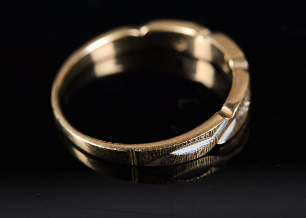 14K Gold and Diamond Wedding Ring Trio