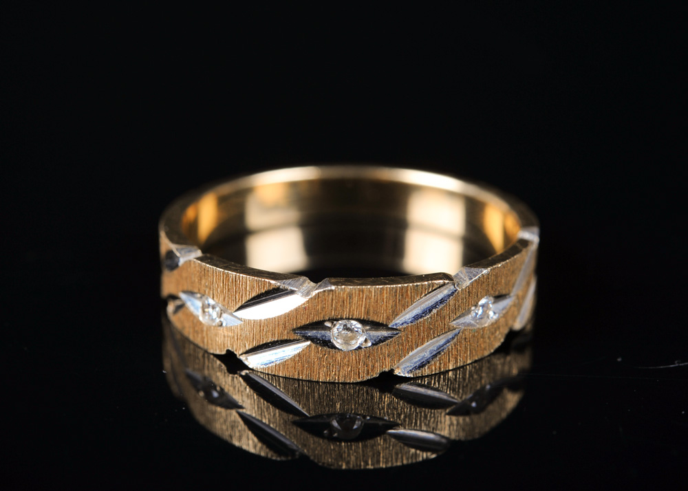 14K Gold and Diamond Wedding Ring Trio