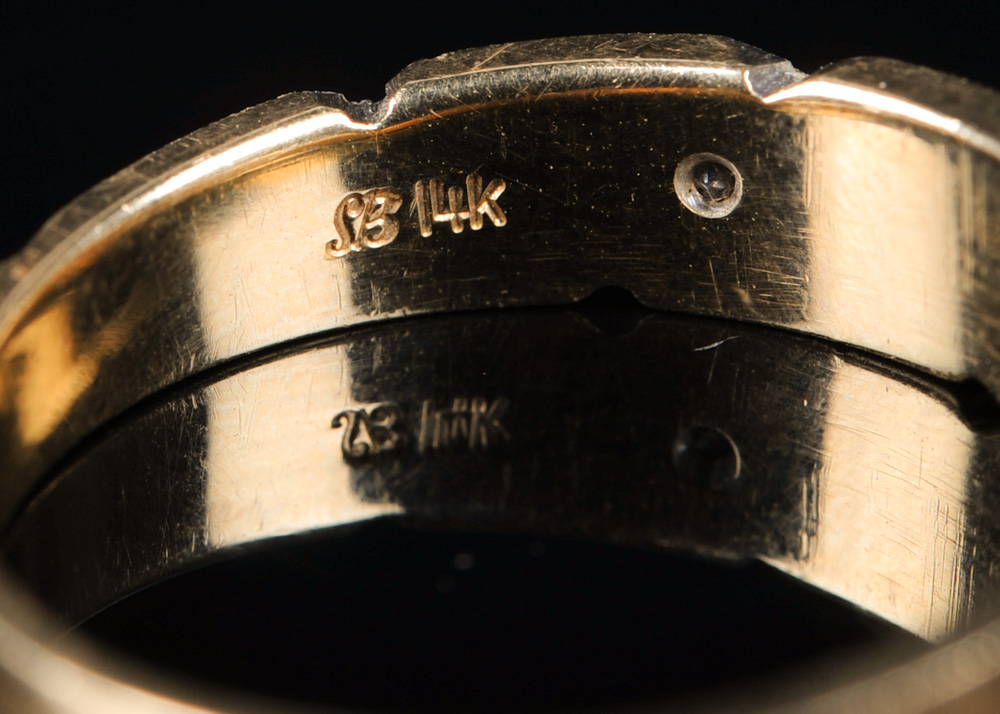 14K Gold and Diamond Wedding Ring Trio