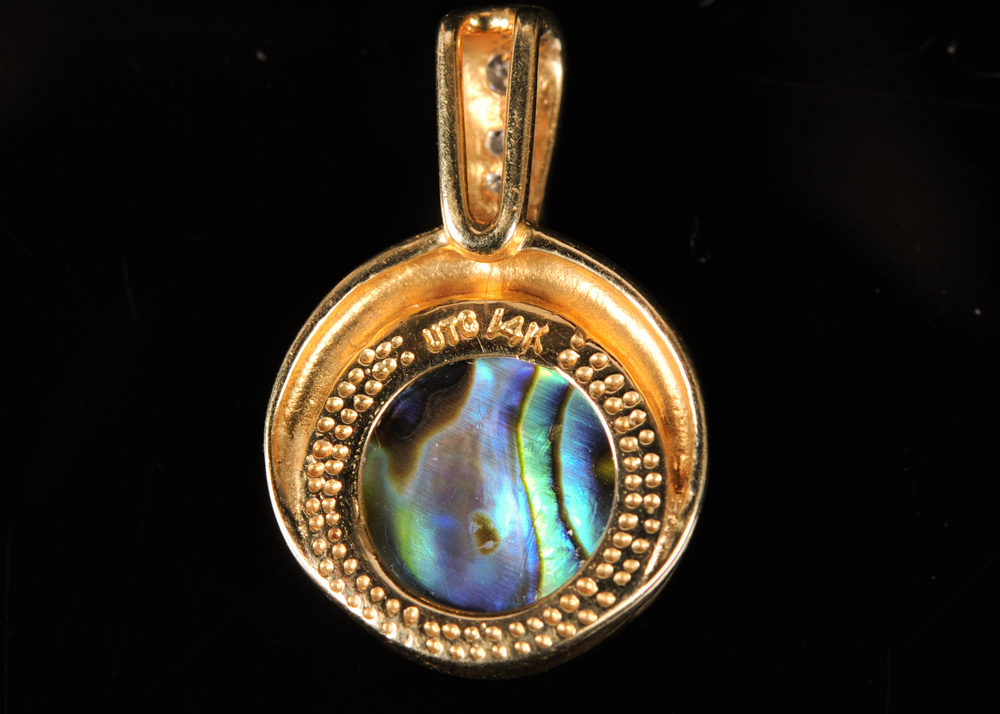 14K Yellow Gold, Diamond, and Blister Pearl Pendant