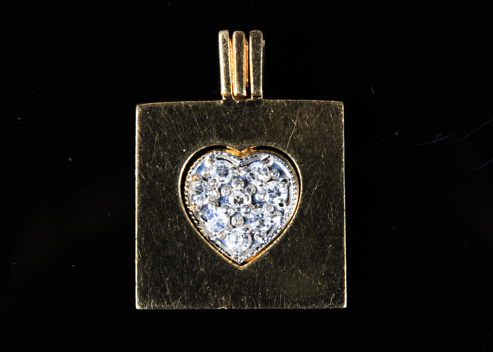 14K Yellow Gold and Diamond Heart Puzzle Pendant