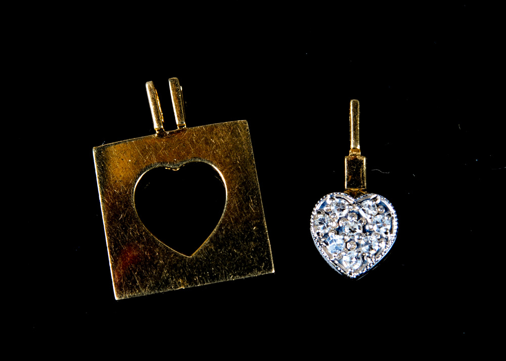 14K Yellow Gold and Diamond Heart Puzzle Pendant