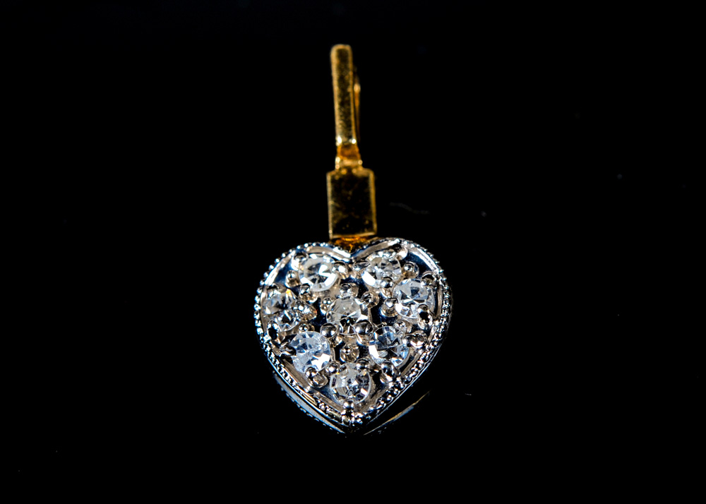 14K Yellow Gold and Diamond Heart Puzzle Pendant