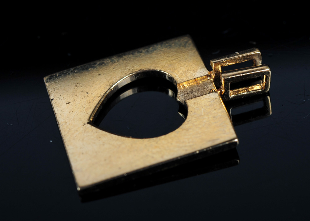 14K Yellow Gold and Diamond Heart Puzzle Pendant