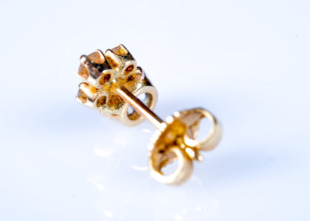 14K Yellow Gold, Sapphire, and Diamond Earrings