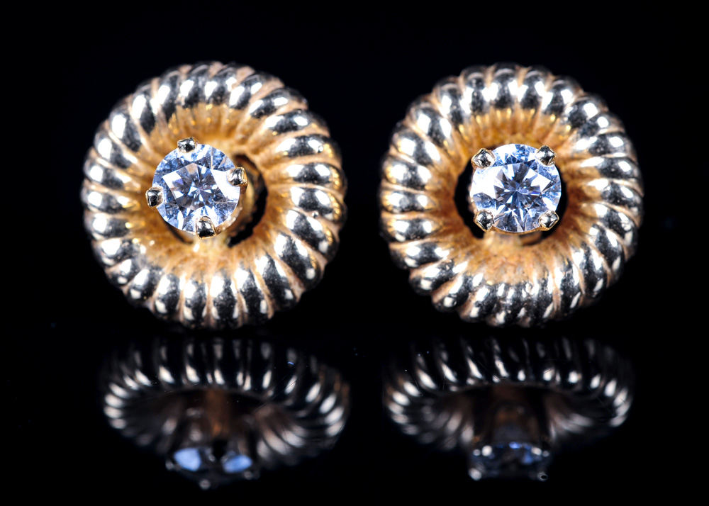 Diamond Studs and 14K Gold Jacket Earrings