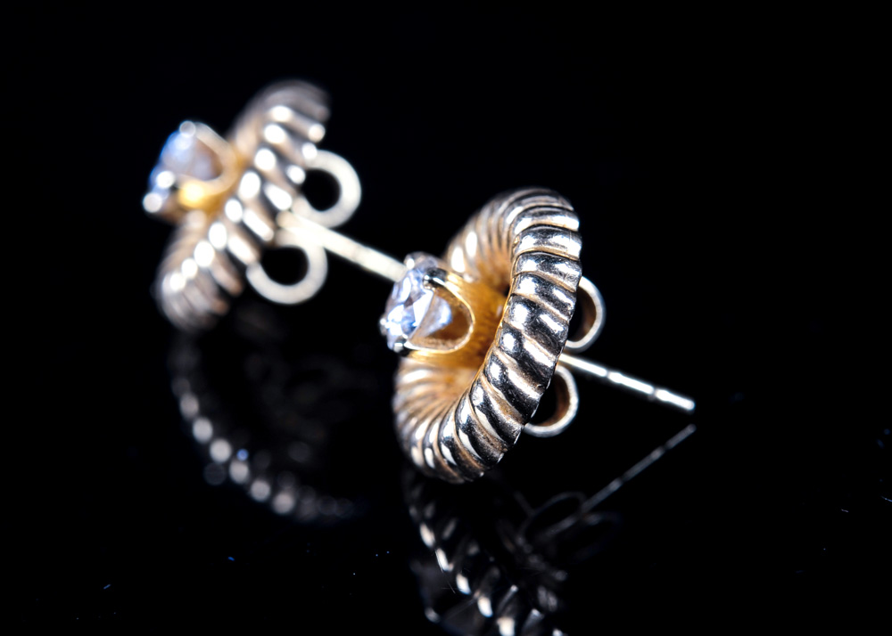 Diamond Studs and 14K Gold Jacket Earrings