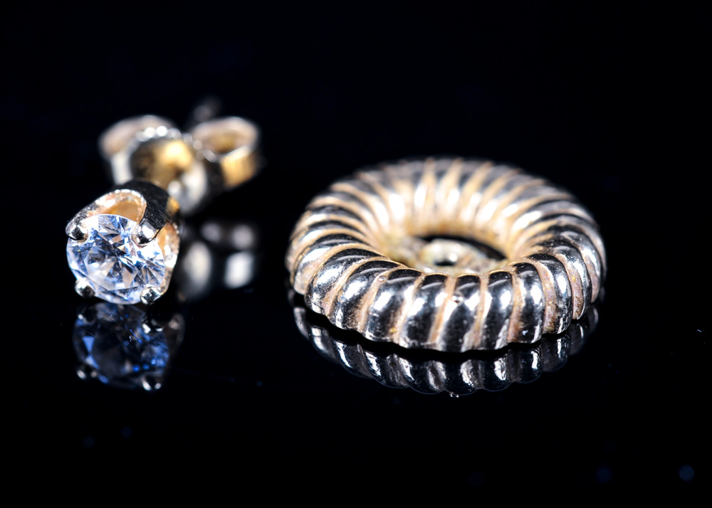 Diamond Studs and 14K Gold Jacket Earrings