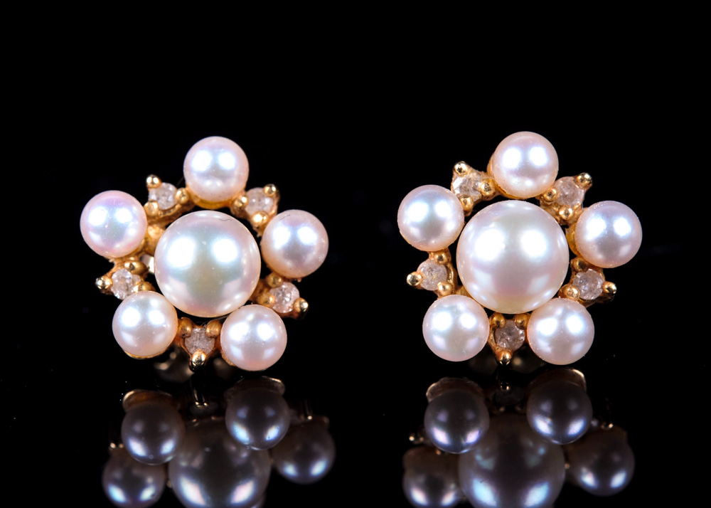 Pair of Pearl Studs and Earring Jackets