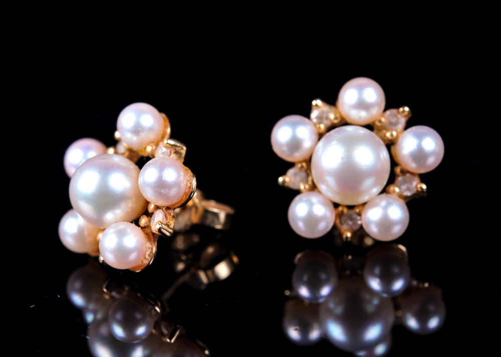 Pair of Pearl Studs and Earring Jackets