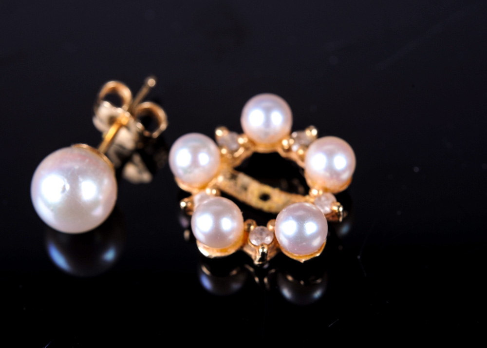 Pair of Pearl Studs and Earring Jackets