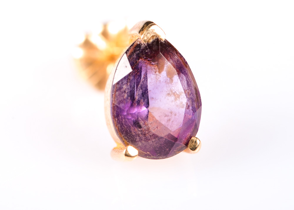 Pairing of 14K Gold Amethyst Earrings