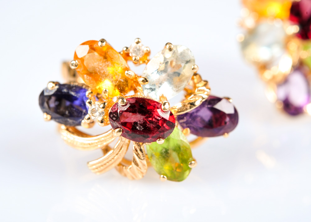14K Gold and Gemstone Earring Pairing