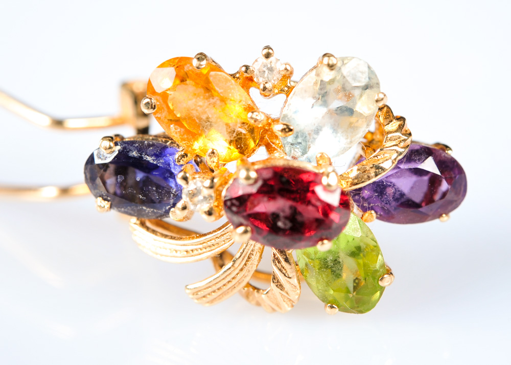 14K Gold and Gemstone Earring Pairing