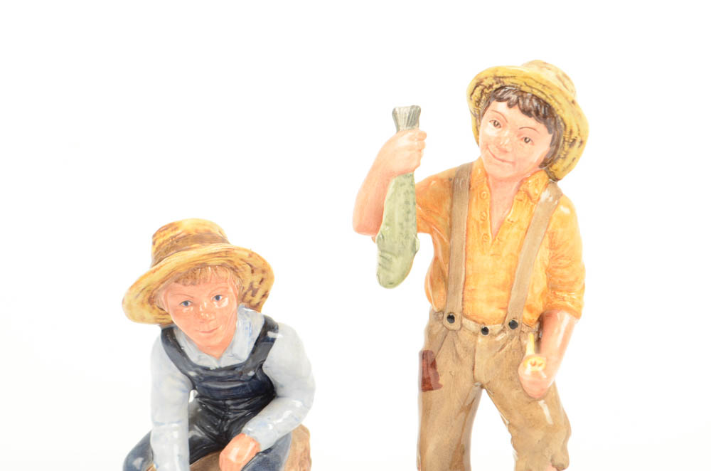 Royal Doulton Tom Sawyer and Huckleberry Finn Porcelain Figures