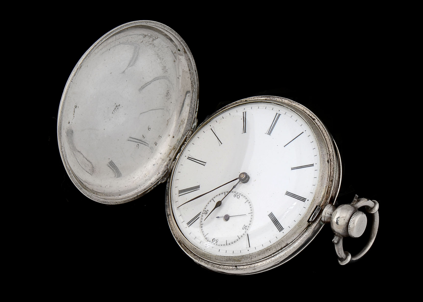 Ulysse Perret Locle Patent Lever Coin Silver Pocket Watch