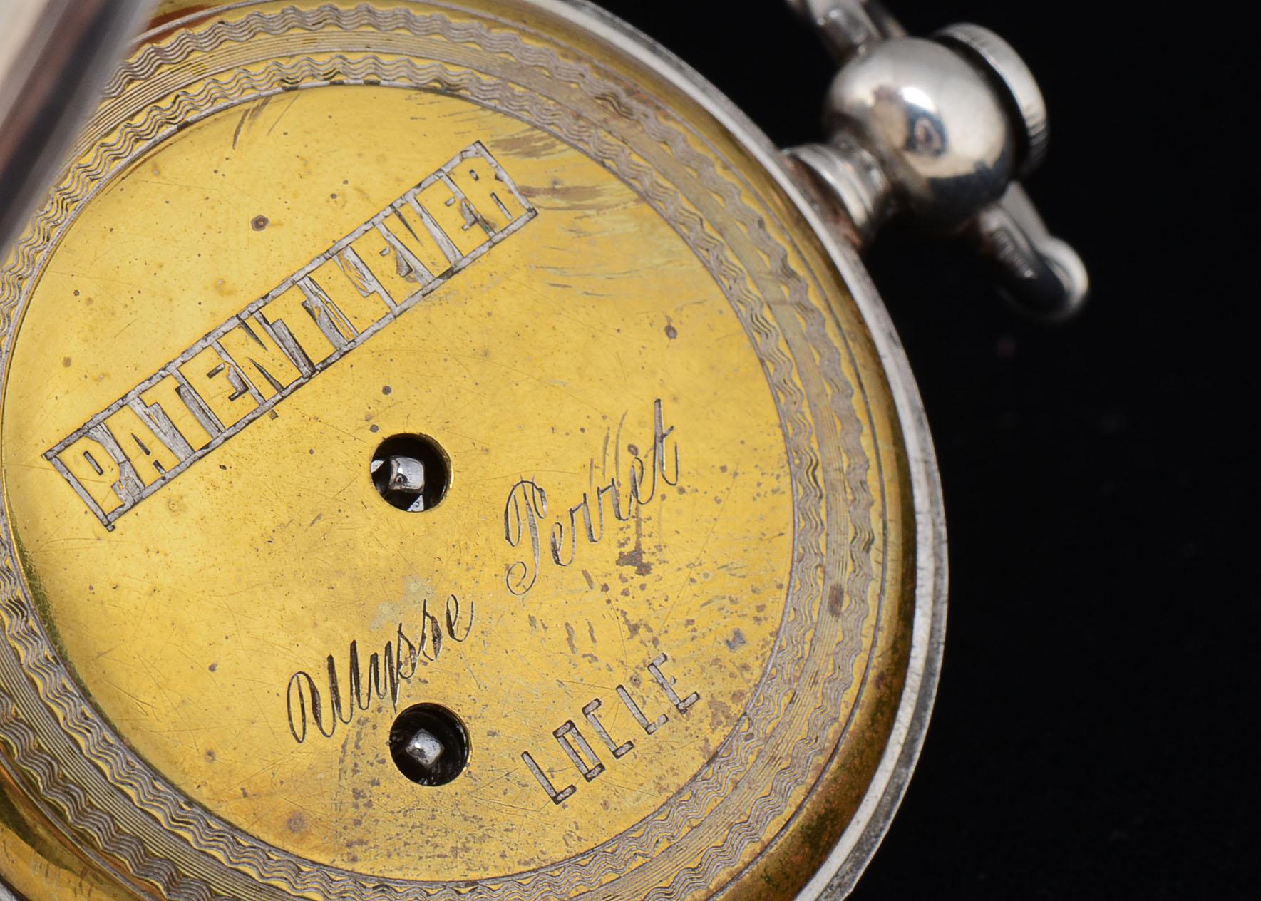 Ulysse Perret Locle Patent Lever Coin Silver Pocket Watch