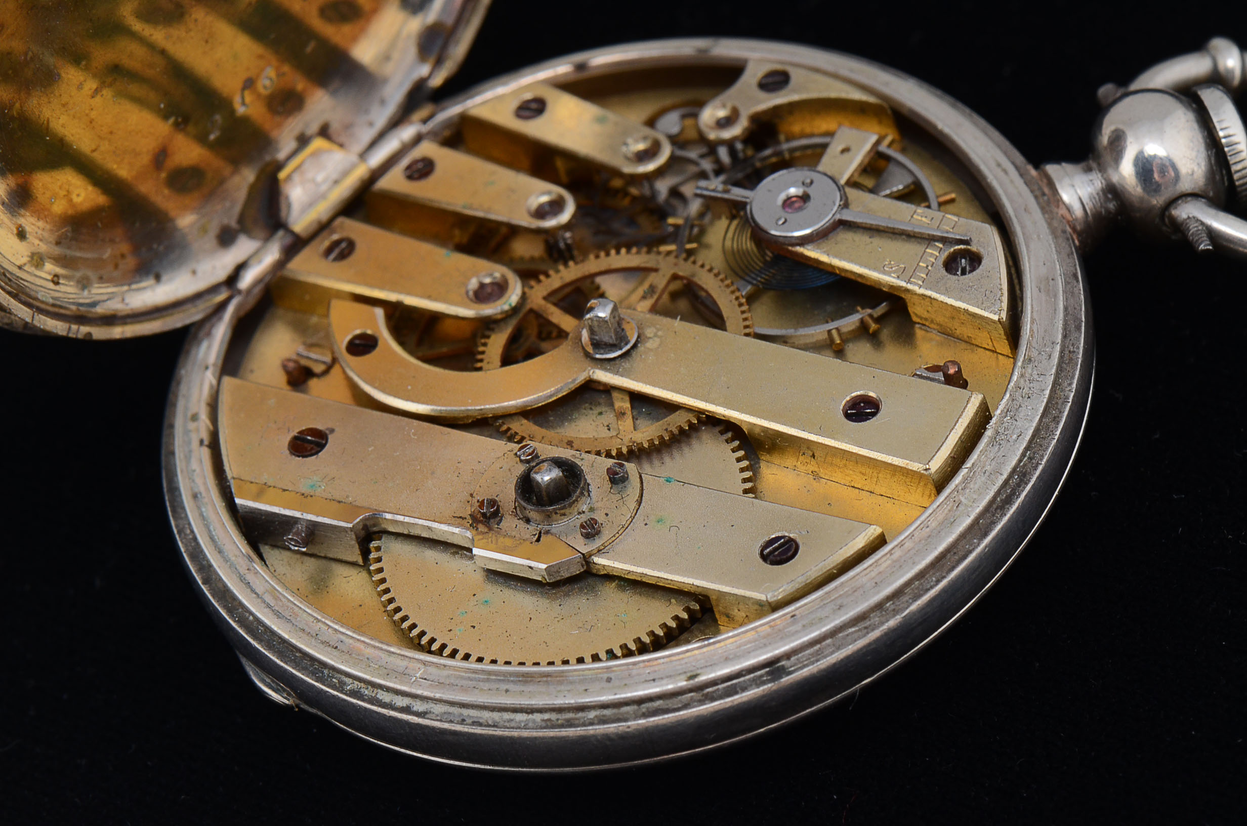 Ulysse Perret Locle Patent Lever Coin Silver Pocket Watch