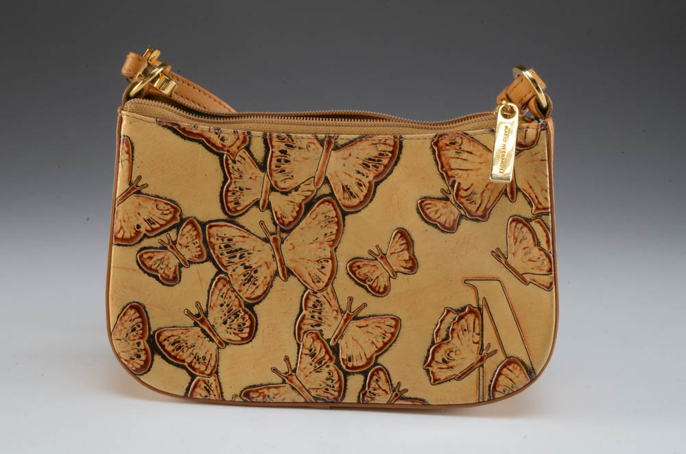 Mario Hernandez Designer Embossed Leather Butterfly Purse