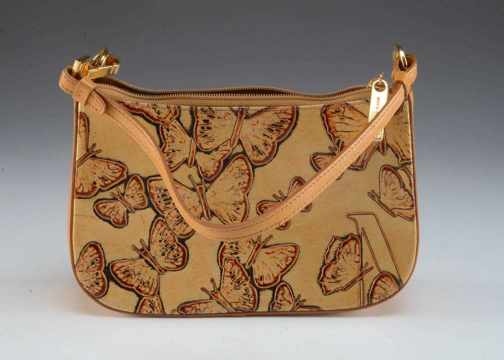 Mario Hernandez Designer Embossed Leather Butterfly Purse