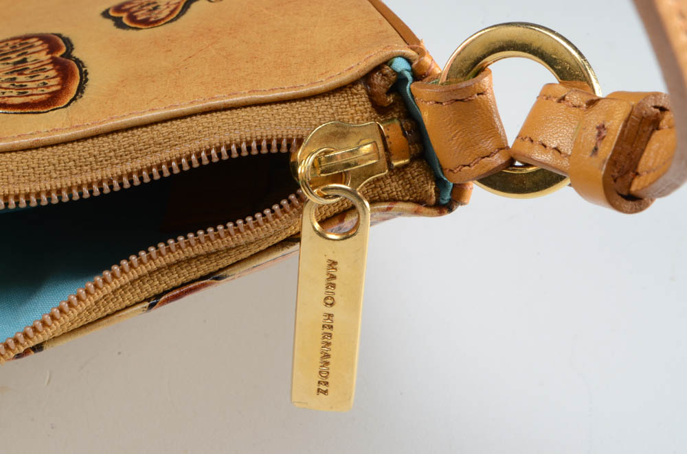 Mario Hernandez Designer Embossed Leather Butterfly Purse