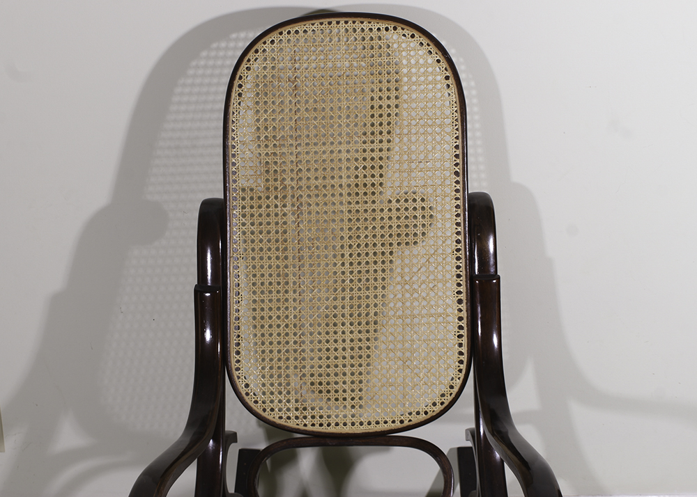 Thonet Style Bent Wood Rocking Chair with Cane Seat