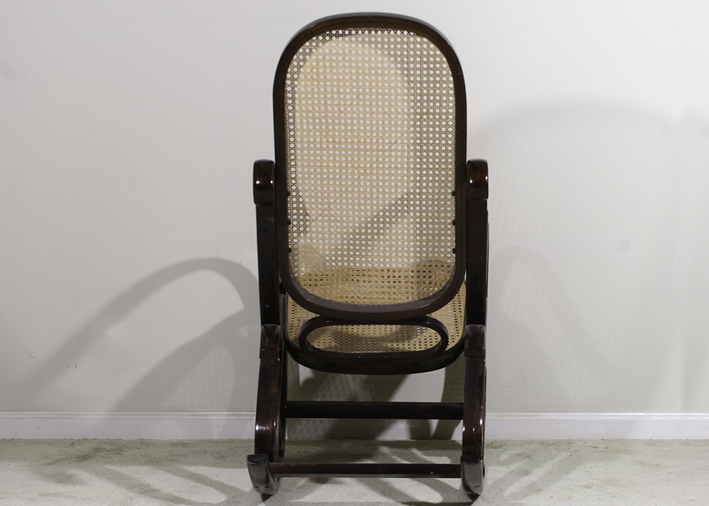 Thonet Style Bent Wood Rocking Chair with Cane Seat