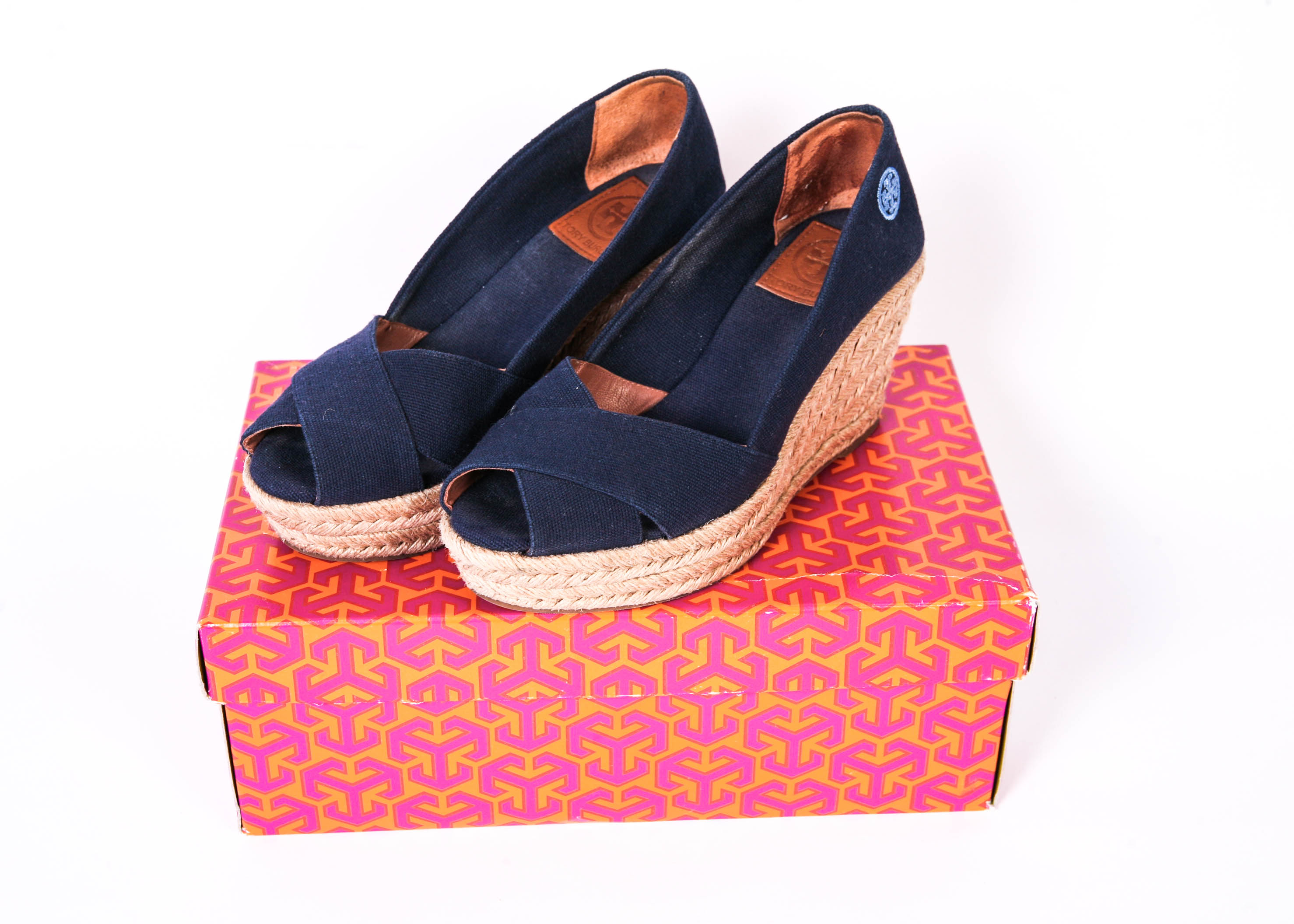 TORY BURCH Navy Filipa Wedge Espadrille
