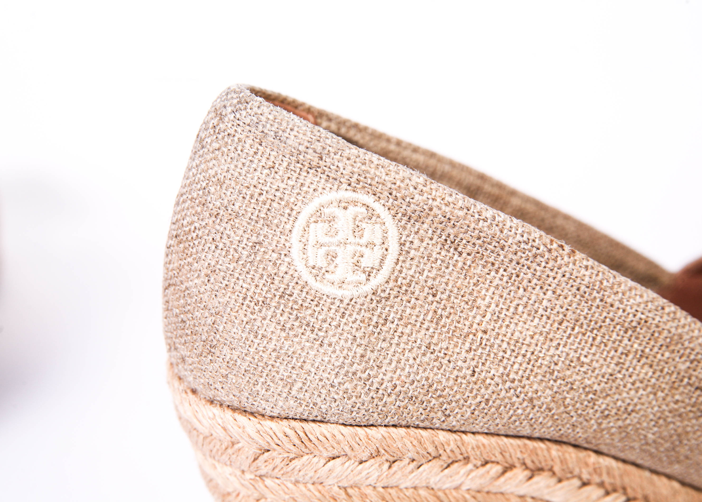 Pair of TORY BURCH Golden Taupe Filipa Wedge Espadrille