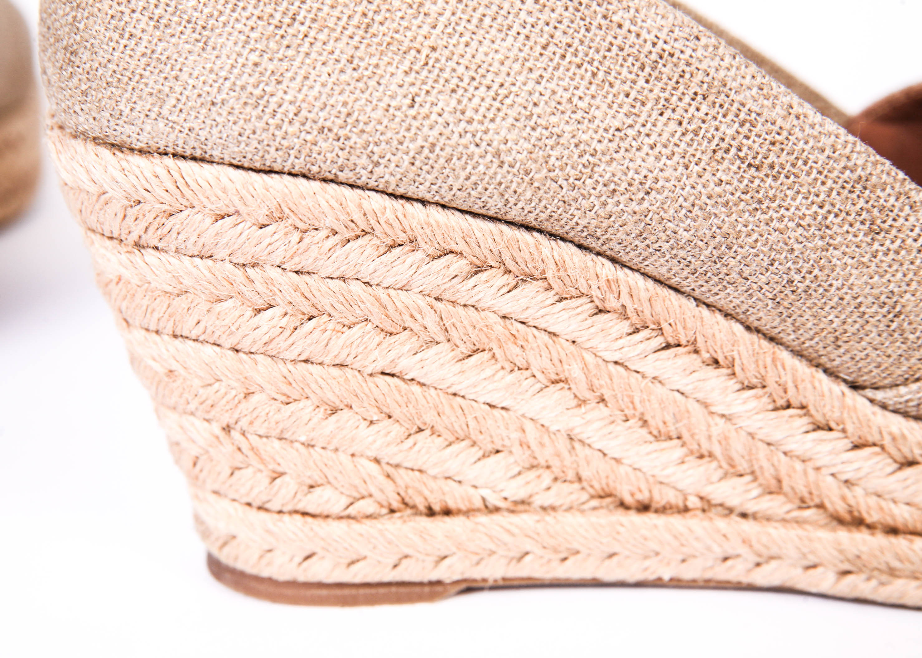 Pair of TORY BURCH Golden Taupe Filipa Wedge Espadrille