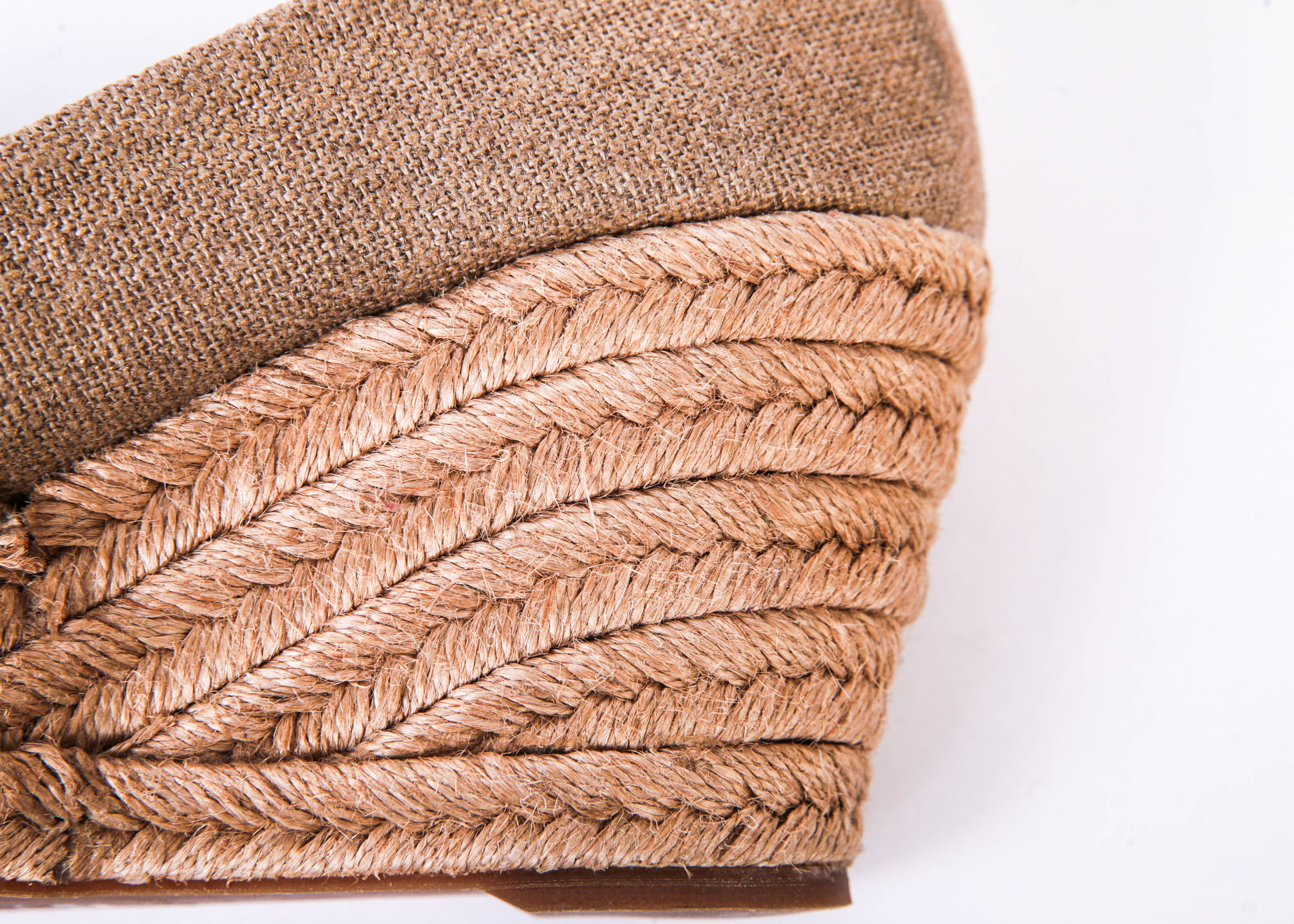 Pair of TORY BURCH Golden Taupe Filipa Wedge Espadrille