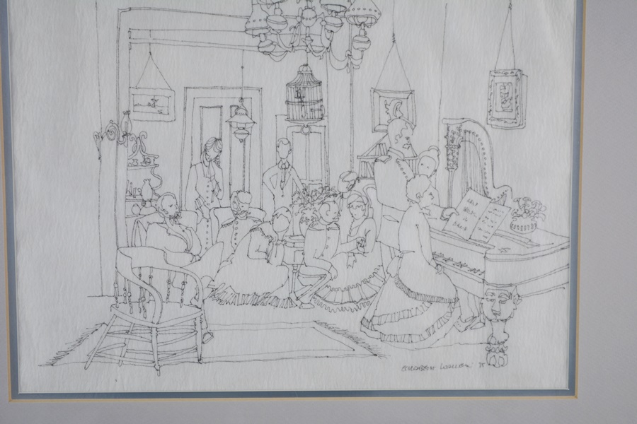 Pair of Elizabeth Luallen Black Ink Drawings