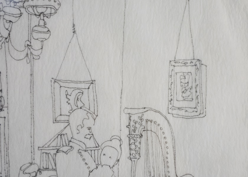 Pair of Elizabeth Luallen Black Ink Drawings