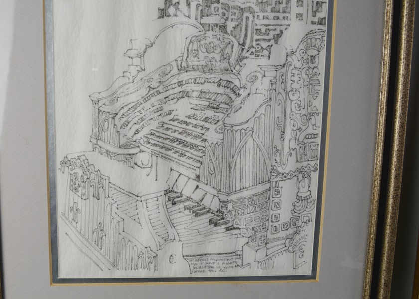 Pair of Elizabeth Luallen Black Ink Drawings