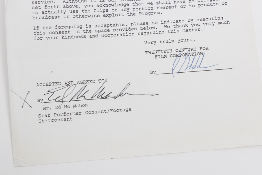 Ed McMahon's Original 41st Annual Emmy Awards Contract