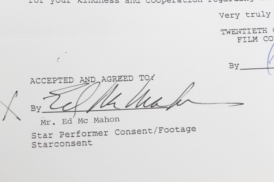 Ed McMahon's Original 41st Annual Emmy Awards Contract