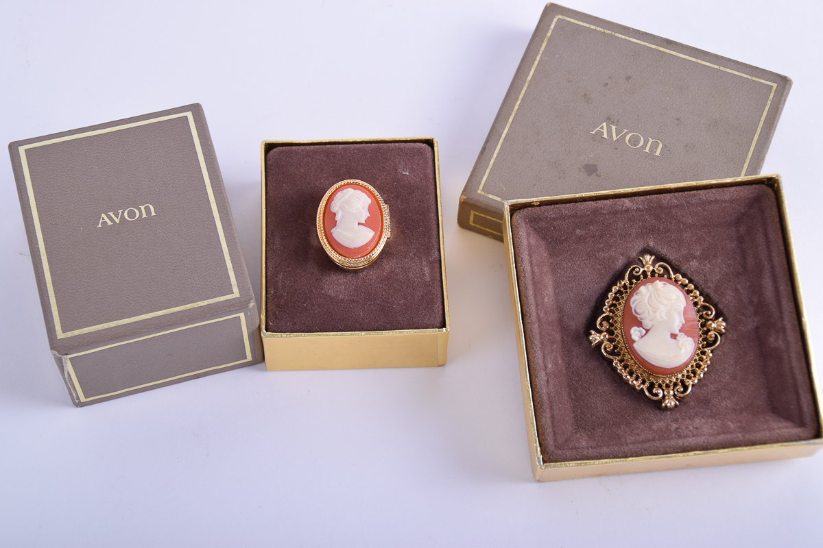 Vintage Avon Cameo Brooch and Ring