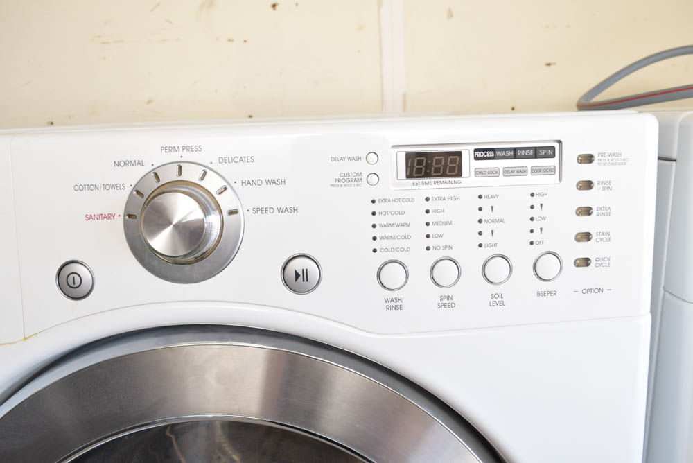 LG Tromm Electric Washer and Dryer with Pedestals