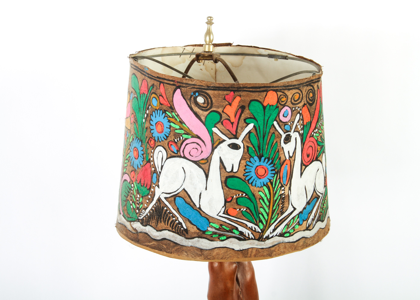 Cypress Knee Lamp with Painted Shade