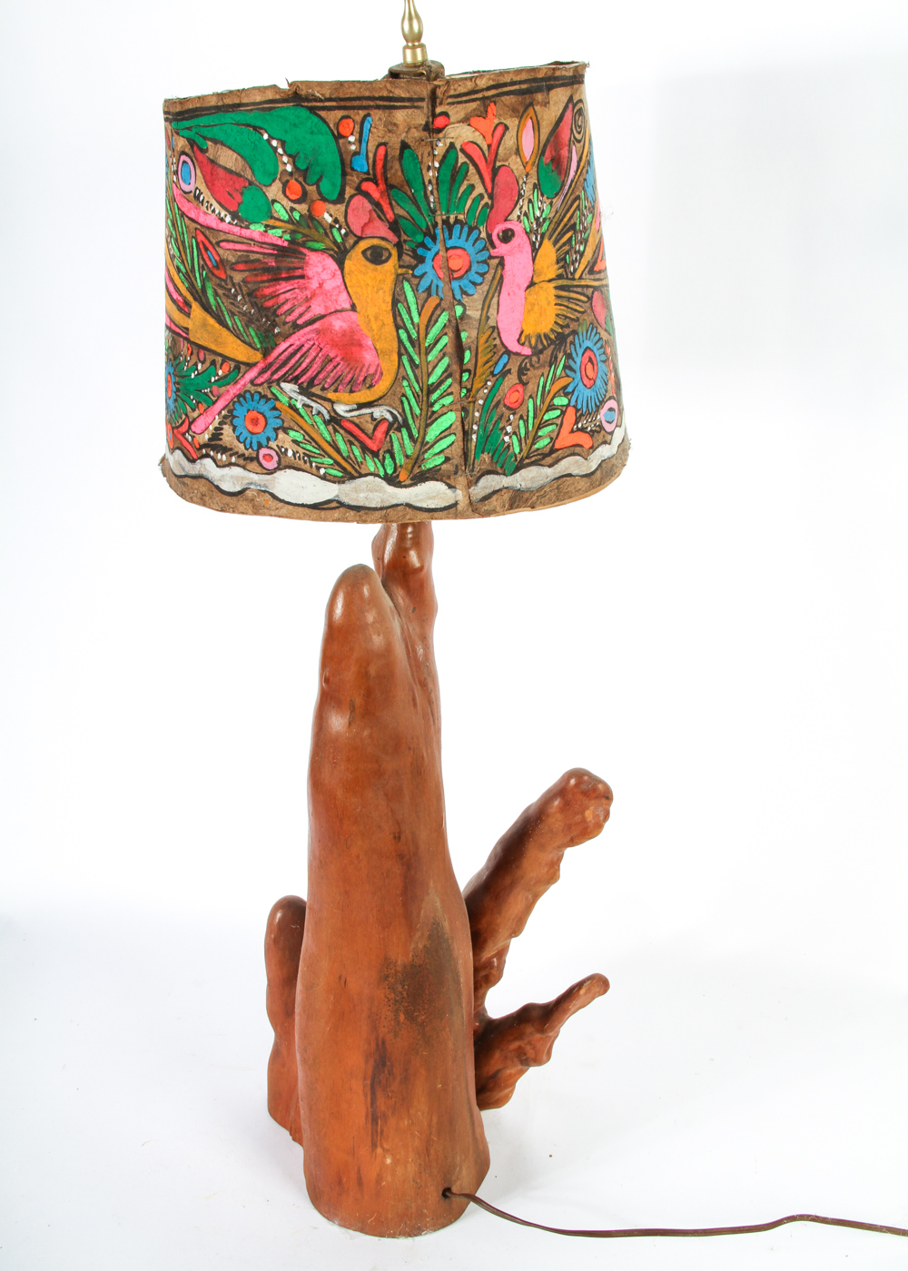 Cypress Knee Lamp with Painted Shade