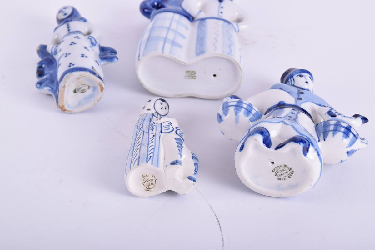 Gzhel Russian Hand-Painted Porcelain Figurines