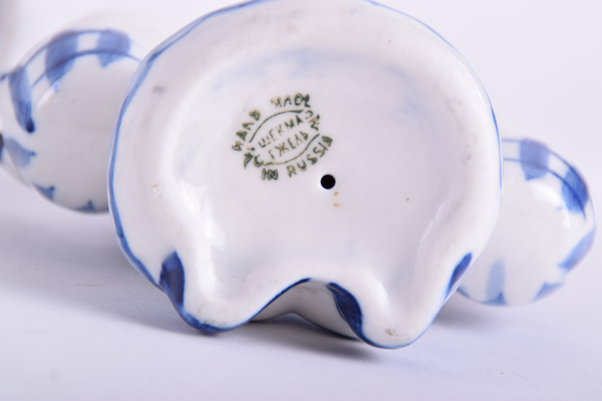 Gzhel Russian Hand-Painted Porcelain Figurines