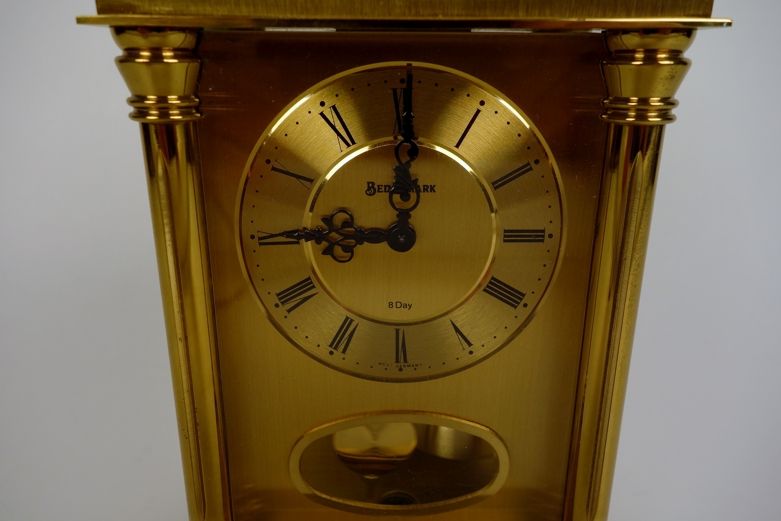 Vintage Schmid Benchmark Brass 8 Day Desk Clock