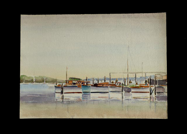Graeme Mitchell Original Watercolor of a Harbor