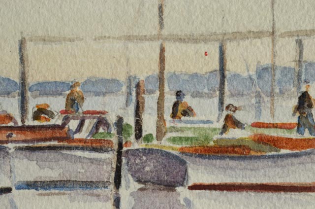 Graeme Mitchell Original Watercolor of a Harbor